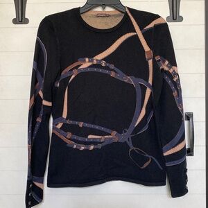 J.McLaughlin Equestrian Cotton Modal Blend Sweater Black Small